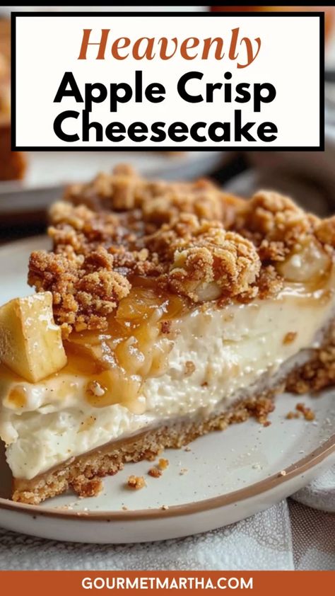 Heavenly Apple Crisp Cheesecake – A Sweet Fall Delight! Apple Delight Recipe, Apple Crisp Cheesecake Bread, Apple Crumble Topping, Apple Topping, Apple Crisp Topping, Apple Pie Cheesecake, Apple Crisp Cheesecake, Cinnamon Desserts, Caramelized Apples