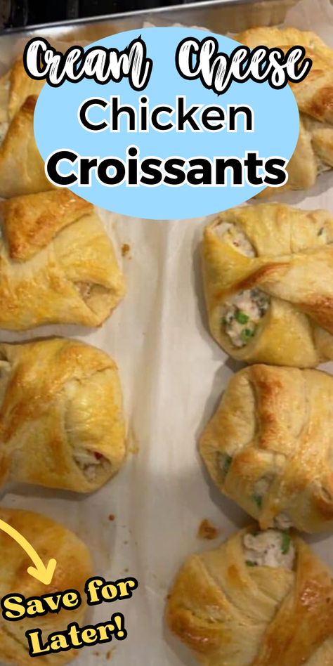 Cream Cheese Chicken Croissants Croissant Recipes Dinner, Crescent Rolls And Cream Cheese, Chicken Croissants, Cheese Filled Crescent Rolls, Crescent Roll Ups, Crescent Casserole, Chicken Croissant, Crossant Recipes, Chicken Salad Croissant