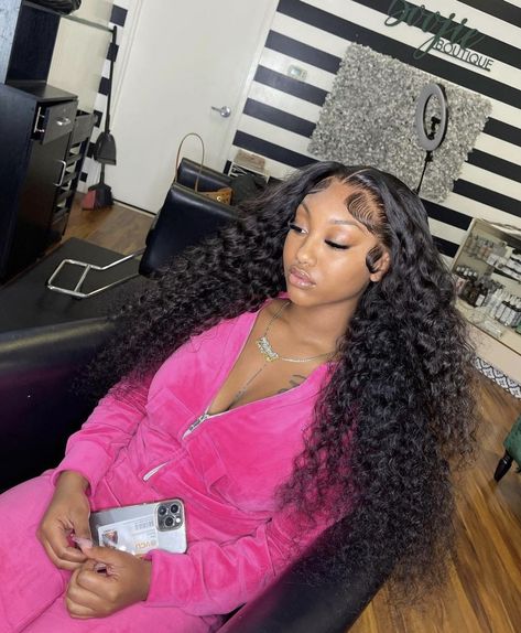 Deep Wave Sew In With Closure Middle, Deep Wave Frontal Wig Middle Part, Prom Wigs, Wig Installs, Pink Bob, Frontal Wig Hairstyles, Birthday Hairstyles, Edges Hair, Bad Bad