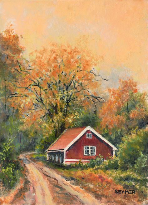 Vermont painting. Autumn house landscape painting. Fall landscape oil painting with a red house in the autumn forest. Cute painting, perfect for farmhouse wall art and fall cottage core decor. 🍁 DETAILS: ● This is an ORIGINAL OIL PAINTING on a wood panel. ● Title: 'The way home'. ● 100 % hand painted, not a print. ● It is PAINTED TO ORDER in the chosen dimensions.  * Your painting will be a very similar but unique recreation of the original design, the one in the pictures. *Custom sizes under r House Landscape Painting, Fall Landscape Painting, Fall Cottage, Fall Canvas Painting, Fall Landscape, Small Wall Art, Landscape Art Painting, Autumn Scenes, Forest Painting