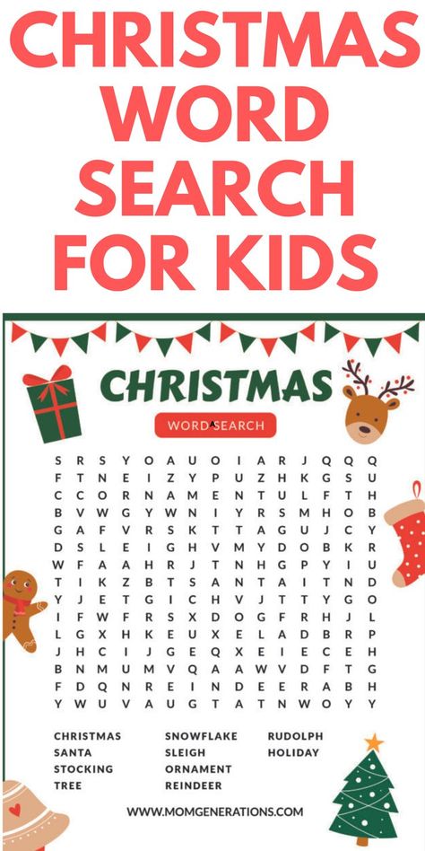 FREE Christmas Word Search for Kids: Looking for a fun holiday printable for kids? Try this word search on your kids. Christmas Word Search For Kids, Free Christmas Word Search, Kindergarten Christmas Party, Christmas Word Search Printable, Holiday Word Search, Christmas Activity For Kids, Word Search For Kids, Kids Word Search, Free Printable Word Searches