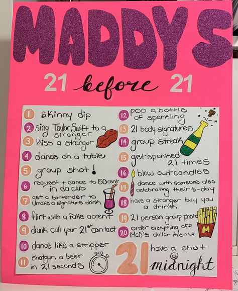 21 Birthday List Things To Do, 21 Before 21 List, 21 Birthday Checklist, Things To Do For 21st Birthday, 21 Things To Do On Your 21st Checklist, 21 Birthday In Vegas, 21st Birthday List Of Things To Do, Things To Do For Your 20th Birthday, 21st Birthday Itinerary