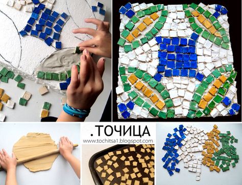 DIY Roman MOSAICS Roman Mosaic Art, Creation Activities, Roman Mosaics, Chip Art, Rome Art, Children Activities, Roman Mosaic, Mosaic Tile Art, Roman History