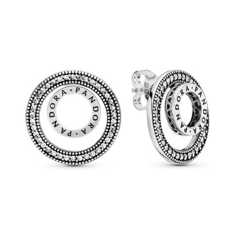 These two-piece stud earrings in sterling Silver feature a Pandora logo on the front circle and sparkling stones on the back, adding sparkle to the two-dimensional graphic design. Wear them separately or as a set. Pandora Logo Circle Stud Earrings Pandora Earrings Studs, Pandora Logo, Logo Circle, Pandora Earrings, Circle Stud Earrings, Circle Earrings Studs, Twilly, Circle Studs, Circle Necklace