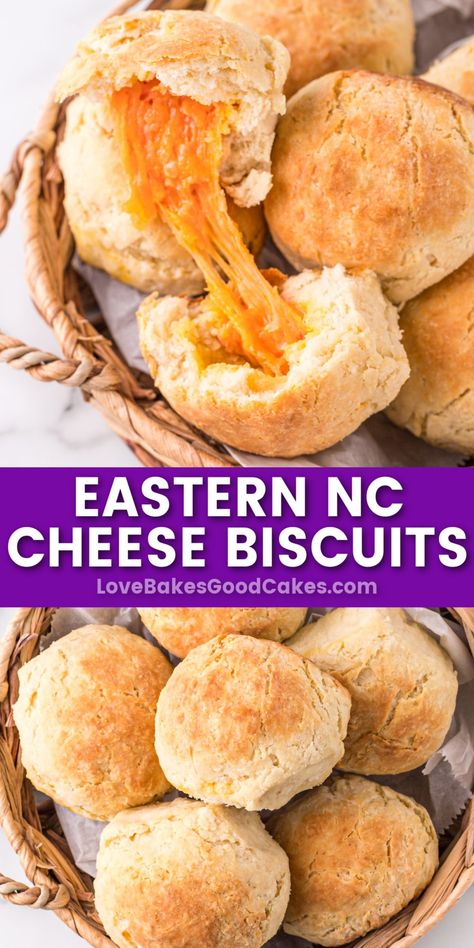 Eastern NC Cheese Biscuits pin collage Cheese Biscuit, Breakfast Recipes Sweet, Cheese Biscuits, Biscuits Recipe, Southern Comfort, Soup And Sandwich, Easy Appetizer Recipes, Sweet Breakfast, Biscuit Recipe