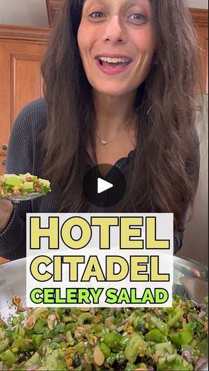 Celery Chopped Salad, Citadel Celery Salad, Celery Salad Recipes Healthy, Hotel Citadel Celery Salad, Tiktok Salad Recipes, Non Lettuce Salads, Marinated Celery, Celery Salad Recipes, Crunchy Cabbage Salad