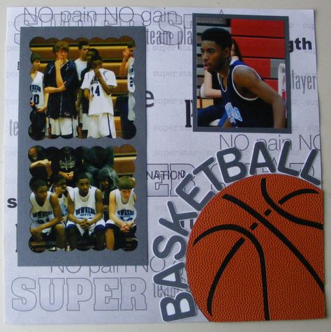 Basketball player - Scrapbook.com Sports Scrapbook Pages, Basketball Scrapbook Ideas, Basketball Scrapbook, Senior Scrapbook Ideas, Baseball Scrapbook, Senior Posters, Senior Night Posters, Scrapbooking Sports, School Scrapbook Layouts