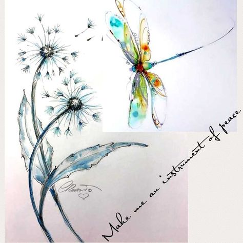 Watercolor Dragonfly Tattoo, Tattoo Dragonfly, Dragonfly Quotes, Dragonfly Artwork, Dragonfly Drawing, Infinity Tattoo Designs, A Tattoo Design, Dragonfly Painting, Tattoos Infinity