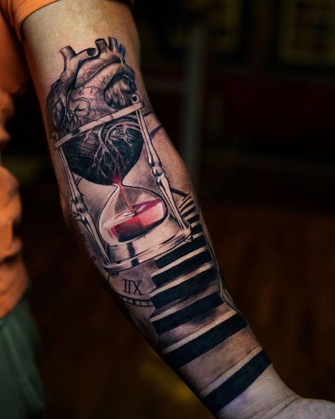 101 Amazing Hourglass Tattoo Designs That Will Blow Your Mind! | Outsons | Men's Fashion Tips And Style Guide For 2020 Men Hourglass Tattoo, Deep Tattoos For Men, Hour Glass Designs, Man In The Arena Tattoo, Refuge Tattoo, 1 Hour Tattoo Ideas, 1 Hour Tattoo, Deep Tattoos For Guys, Hour Tattoo Ideas