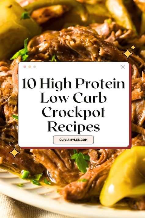 Looking for easy, low carb, high protein meals? These 10 slow cooker recipes are packed with flavor and perfect for meal prepping or weeknight dinners. From tender meats to comforting soups, these dishes will keep you full and satisfied without all the carbs. Pin now and make healthy eating a breeze! Easy High Protein Low Carb Crockpot Recipes | Easy Keto Recipes Protein Food Ideas Low Carb, Healthy Recipes Easy Protein, Dinner Recipes High Protein Low Carb, Low Carb Instapot Meals, Clean Eating Meat Recipes, High Carb Day Meals, Easy Low Carb Meals Crock Pots, Healthy Protein Packed Dinner, Fresh Eating Recipes