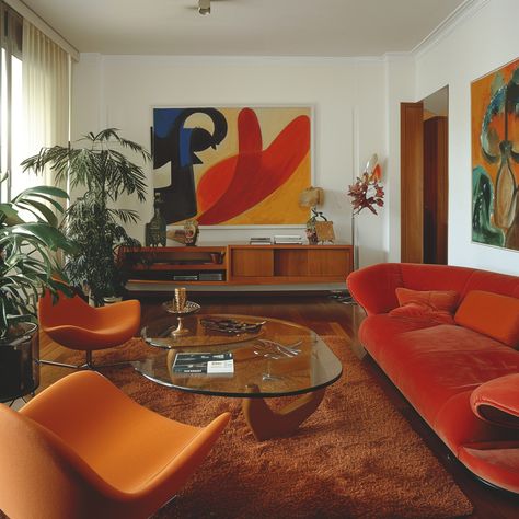 Bold & Bright: 25 Funky Retro Living Room Ideas to Try Retro Colorful Living Room, Kitsch Living Room, Retro Futurism Living Room, 80s Style Living Room, Retro 70s Living Room, Funky Studio Apartment, Bright Office Ideas, Retro House Interior, 60s Decor Home