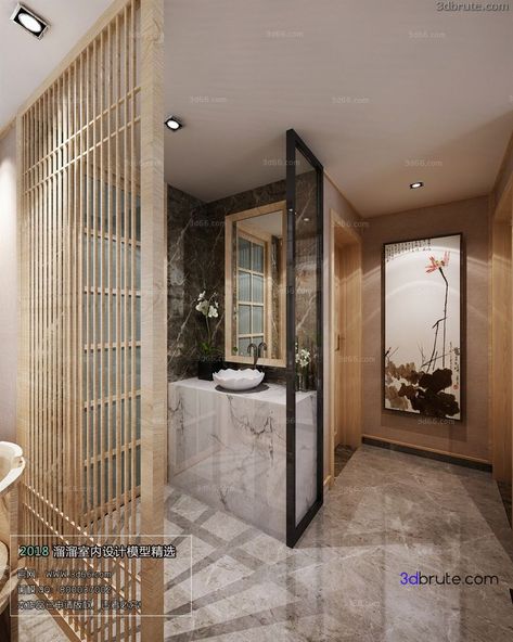 New Chinese Style Interior, Chinese Bathroom, Modern Chinese Interior, Luxury Kitchens Mansions, Bathroom Scene, Asian Bathroom, Chinese Style Interior, Chinese Interior, Bathroom Furniture Sets