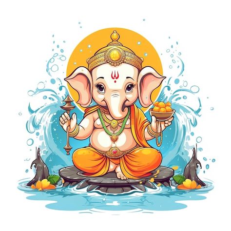 Ganesha Images, Ganesha Artwork, God Painting, Ganesha Drawing, School Decoration, Ganesh Lord, Ganesha Tattoo, God Artwork, Happy Ganesh