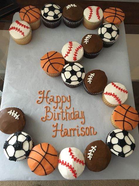 Two Sports Birthday, Sports Themed Party Foods, All Star Cake Sports, Sports Theme Cake Pops, Birthday Party Sports Theme, Sports Themed 1st Birthday Party, Sports Party Desserts, Ball Theme Cupcakes, Sports Theme Bday Party