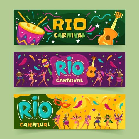 Rio Carnival Banners Festival Banner Carnaval, Festival Banner Design, Carnival Banner, Festival Banner, Carnival Posters, Rio Carnival, Indie Art, Baguio, Sports Day