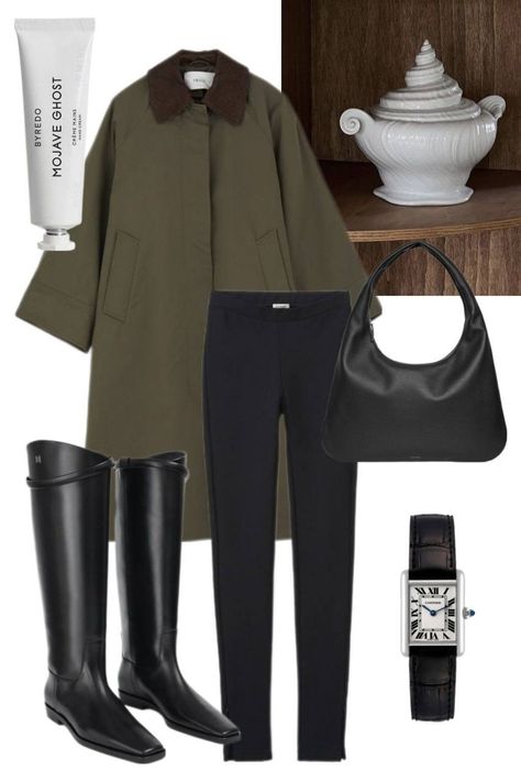 Totême Boots Outfit, Skall Studio Clothing, Toteme Outfits, The Row Coat, The Row Bag Outfit, The Row Outfits, Leggings And Boots Outfit, The Row Aesthetic, Toteme Bag