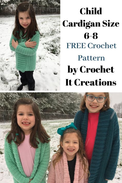 Free Cameo Cardigan Child Small Crochet Pattern by Crochet it Creations Kids Cardigan Crochet, Free Crochet Cardigan, Kids Sweater Pattern, Crochet Cardigan Pattern Free, Foundation Single Crochet, Crochet Cardigan Sweater, Kids Cardigans, Crochet Kids, Crochet Jumper