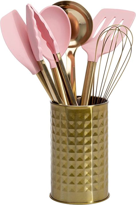 Silicone Tongs, Silicone Cooking Utensils, Silicon Utensils, Utensils Set, Kitchen Utensil Holder, Pots And Pans Sets, Cooking Utensils Set, Gold Kitchen, Kitchen Utensil Set