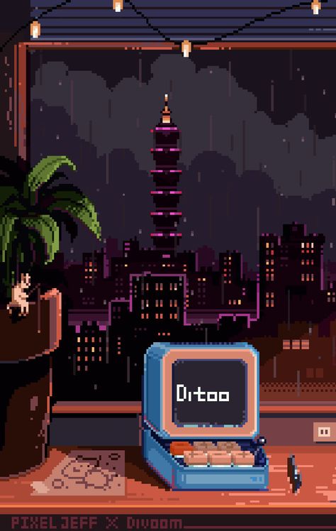 Pixel Art Gif Wallpaper, Animated Pixel Art Wallpaper, 8 Bit Animation, Pixel Game Aesthetic, Pixel Chill, 8 Bit Aesthetic, 32 Bit Pixel Art, Pixel Art Gif, Pixel City