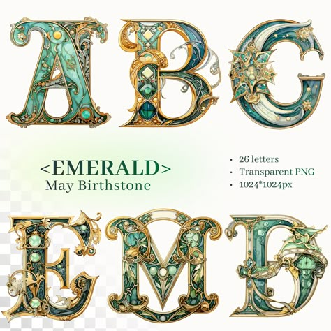 Letter Art Design, Fancy Letters, Alphabet Art, Illuminated Letters, May Birthstone, Monogram Fonts, Illuminated Manuscript, Letter Art, Calligraphy Art