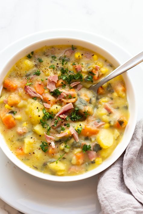 Low Fodmap Ham Recipes, Low Fodmap Stew Recipes, Ibd Soup Recipes, Easy Low Fodmap Soup, Crohns Friendly Soups, Low Fodmap Veggie Soup, Fodmap Potato Recipes, Meal Prep For The Week Low Fodmap, Low Fod Map Lunches