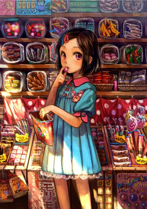 Candy girl Anime Child, Candy Shop, I Love Anime, Awesome Anime, Wallpaper Pc, Anime Kawaii, Anime Artwork, Manga Girl, Anime Chibi