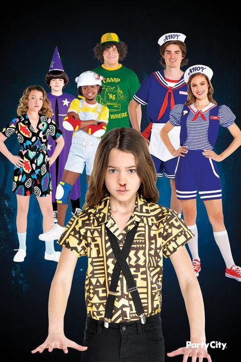 Get ready for a mysterious time! Our collection of Stranger Things costumes for adults and kids will take you back to spooky 80s nostalgia. Stranger Things Fancy Dress, Stranger Things Family Halloween Costume, Stranger Things Group Costume, Stranger Things Family Costume, Stranger Things Costume Ideas, 4 People Halloween Costumes, Stranger Things Halloween Party, Stranger Things Halloween Costume, Homecoming 2022