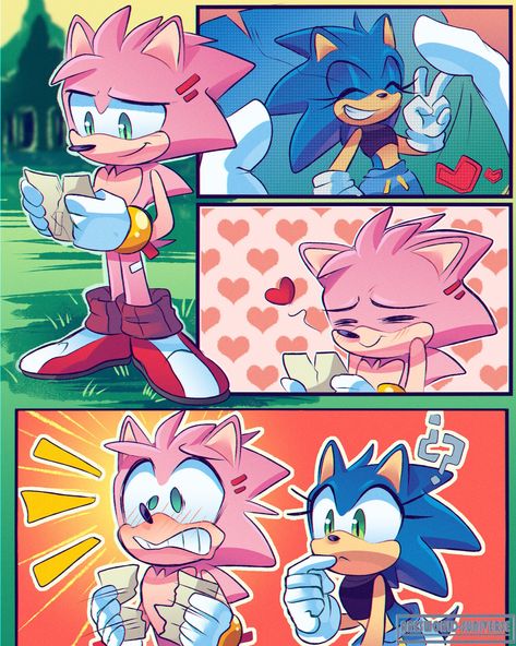 Twitter Genderbent Sonic, Sonic The Hedgehog And Tails, Sonamy Fanart, Sonic Y Amy, Sonic And Tails, Sonic Sonic, Sonamy Comic, Shadow And Amy, Amy The Hedgehog