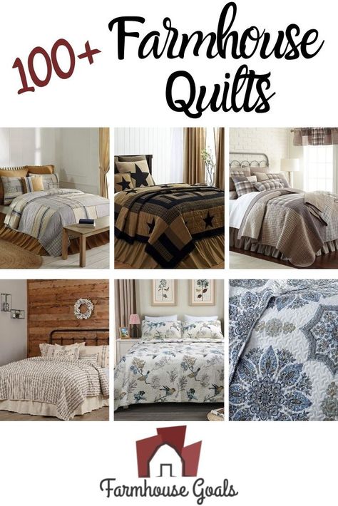 Wrap up in the cozy comfort of these farmhouse quilts. Their classic patterns and warm colors make any room feel like home, sweet home. Bedding For King Size, Bedspreads Comforters Farmhouse, Country Quilts Farmhouse Style, Farmhouse Bedspread, Farmhouse Quilt Bedding, Country Bedspreads, Farmhouse Quilt Pattern, Farmhouse Sheets, Farmhouse Goals