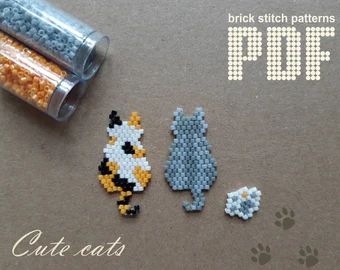 Miyuki Pattern, Miyuki Beads Pattern, Stitch Jewelry, Art Perle, Seed Bead Pattern, Cat Bead, Brick Stitch Pattern, Beaded Jewlery, Seed Bead Patterns