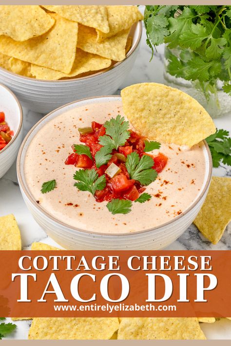 Creamy 3-ingredient Cottage Cheese Taco Dip ready in 5 minutes! Protein-packed, no-bake appetizer perfect for hot days. Serve with chips or veggies for a crowd-pleasing snack.