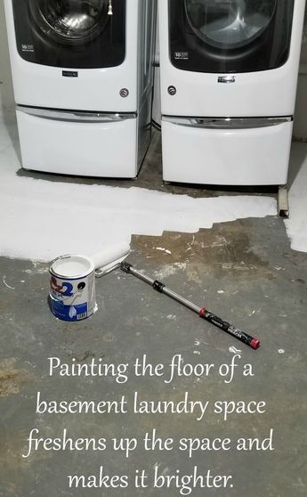 How To Hide Water Heater In Basement, Basement Freezer, Unfinished Basement Laundry Room, Basement Laundry Room Makeover, Rambler House, Painting Basement Floors, Basement Floors, Basement Decoration, Ohio House