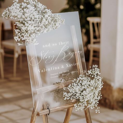 Story Begins Elegant Wedding Welcome Acrylic Sign Welcome To The Wedding Sign, Wishing Well Wedding, Elopement Invitation, Wedding Acrylic, Event Signage, Wedding Entrance, Entrance Sign, Custom Wedding Signs, Salou