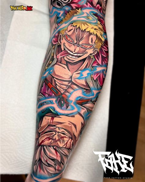 Doflamingo Tattoo Ideas, Doflamingo Tattoo, One Piece Tattoo Ideas, Piece Tattoo Ideas, One Piece Tattoo, Body Modification Piercings, Flamingo Tattoo, Piece Tattoo, Marvel Tattoos