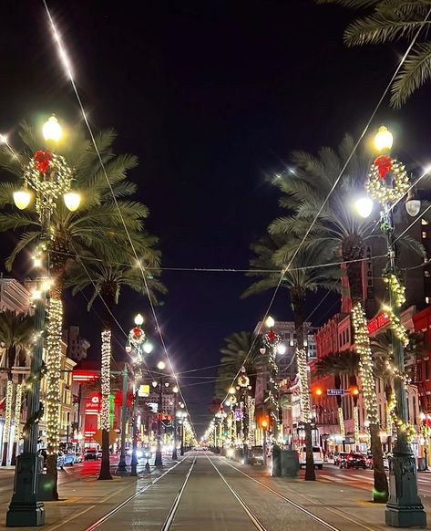 Canal Street in New Orleans on New Year's Eve New Orleans Christmas, New Orleans Vacation, Crescent City, Pretty Places, New Years Eve, New Year's, Louisiana, New Orleans, Christmas Decorations