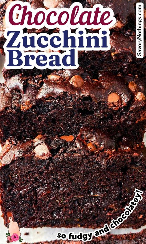 Chocolate Zucchini Bread Pin Chocolate Zucchini Loaf, Chocolate Zucchini Bread Recipe, Zucchini Loaf, Zucchini Chocolate, Chocolate Chip Zucchini Bread, Zucchini Bread Recipe, Chocolate Zucchini Bread, Bread Easy, Easy Zucchini