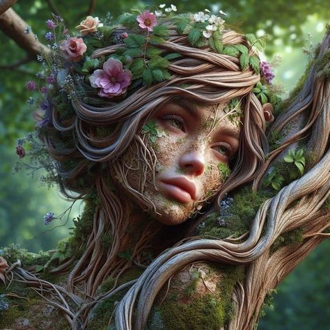 Tree Nymph, Mother Nature Tattoos, Creepy Halloween Makeup, Nature Goddess, Avatar Films, Fairy Images, Art Retreats, Dream Fantasy, Tree Spirit