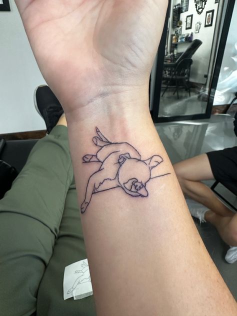 Fine Line Pitbull Tattoo, Staffy Tattoos Staffordshire Terriers, Pittie Tattoo, Dog Tattoo Wrist, Staffy Dog Tattoo, Pitbull Tattoo For Women, Dog Teeth Tattoo, Fun Tattoos For Women, Pitbull Outline Tattoo