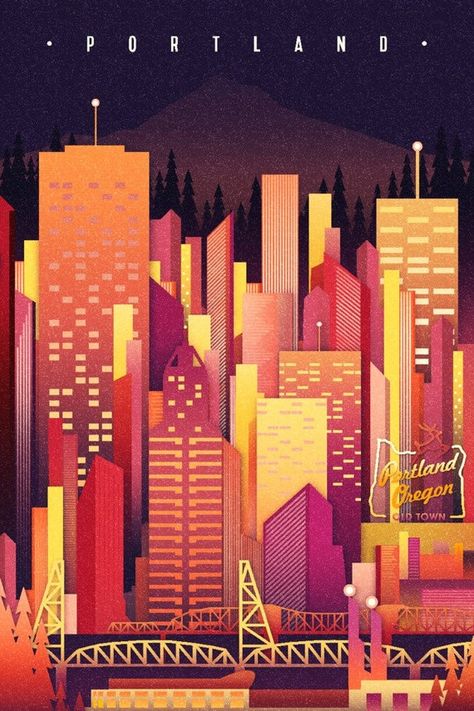 Neon Skyline, Skyline Illustration, Black Framed Wall Art, Skyline Art, Orange Light, Stock Art, Large Canvas Prints, Wood Metal, Hanging Art