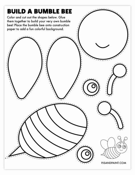 One Page Craft, Bumble Bee Craft, Bee Crafts For Kids, Elf Crafts, Bee Activities, Bumble Bee Art, Airplane Crafts, Bee Printables, Free Printable Crafts