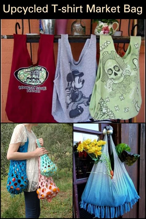 Bag From T Shirt, T-shirt Bag, T Shirt Bags How To Make A, Upcycle T Shirts, Gamle T Shirts, T Shirt Bags, Shirt Upcycle, T Shirt Bag, Upcycle Clothes Diy