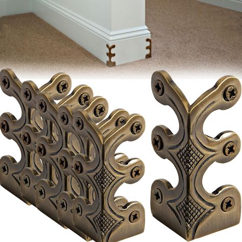 Skiffers Baseboard Corner Protectors, Solid Brass Skirting Board Corner Protectors, Vintage Metal Corner Protector, Decorative Protector Cover (Bronze,10 Pcs) Brass Corners, Moving Furniture, Corner Protectors, Wooden Garden, Antique Design, Purim, Wooden Crate, Furniture Hardware, Baseboards