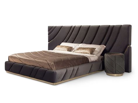 Fabric double bed with upholstered headboard ULTRASOUND | Bed by Visionnaire Bed With Upholstered Headboard, Sofa Design Wood, Bed Headboard Design, Luxury Furniture Sofa, Gorgeous Bed, Modern Headboard, Dreams Beds, Luxury Bed, Bedroom Bed Design