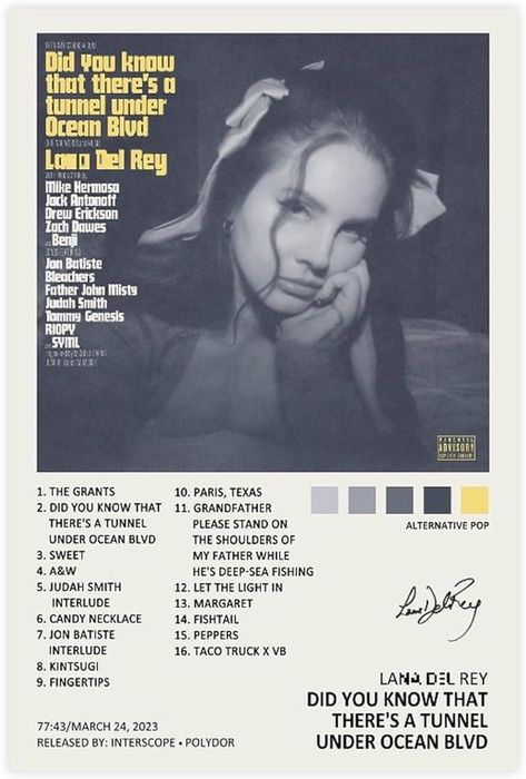 Album Cover Wall Decor Lana Del Rey, Poster Wall Art Lana Del Rey, Lana Del Rey Poster Ocean Blvd, How To Paste Posters On Wall, Vintage Album Posters, Lana Del Rey Album Poster, Popular Album Covers, Album Cover Design Ideas, Lana Poster