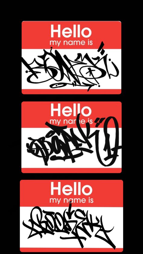 Hello My Name Is Sticker Graffiti, Red Graffiti, Graffiti Tagging, Poster Room, Street Names, Graffiti Lettering, Hello My Name Is, Art Tips, Artist Canvas