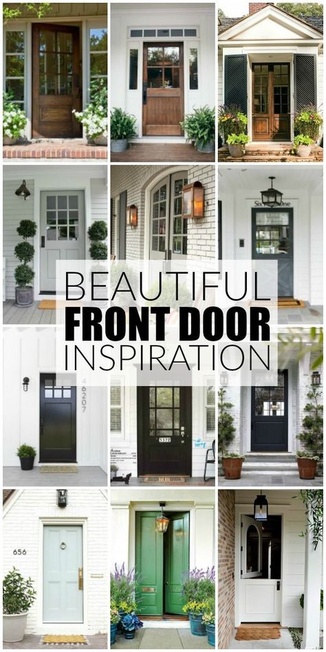 From light and bright to deep and dark, updating your front door is the fastest, easiest and most affordable way to up your curb appeal. Front Entry Doors With Windows, New Front Doors For Homes, Front Porch Doors Entrance, Front Doorstep Decor, Front Door Landing Exterior, Front Doorstep Ideas, Door Styles Entrance, Front Entryway Ideas Exterior Entrance, Kitchen Near Front Door