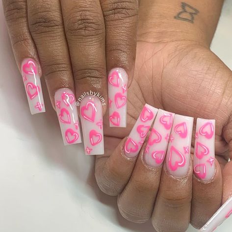 Milky White Nails With Pink Heart, Milky White And Pink Nails, Rose Gold Nails, Heart Nails, Milky White, Gold Nails, Nails Nails, White Nails, Pink Heart