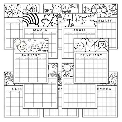 Printable Monthly Calendar Your Kids Will Love to Color! - The Lead Learner Mom Teacher Calendar Printables Free, 2024 Coloring Calendar, 2024 Coloring Calendar Printable Free, Coloring Calendar 2024, Kids Calendar Printable Free, Free Printable 2024 Monthly Calendar, Calendar Ideas For Kids To Make, Monthly Coloring Pages, Hope Crafts