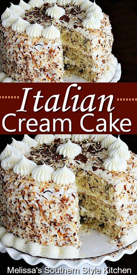 Decadent Italian Cream Cake Recipe, Amazing Italian Recipes, Most Delicious Cake Ever, Italian Cakes Birthday, Is It Cake Recipes, Easy Elegant Birthday Cakes, Best Easter Cake Recipes, Italian Cream Cake Sheet Cake, Italian Easter Cake