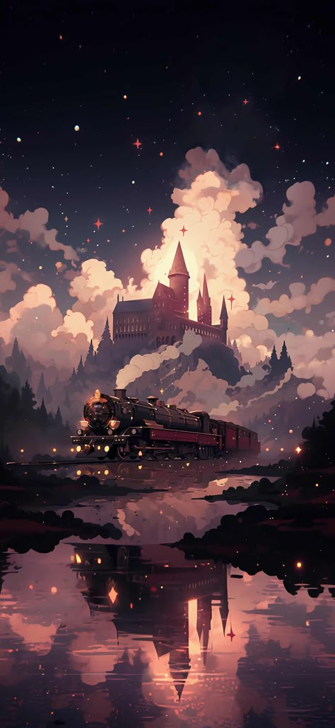 Hogwarts Train Wallpaper, Harry Potter Winter Aesthetic Wallpaper, Harry Potter Wallpaper For Iphone, Harry Potter Aesthetic Fanart, Harry Potter Pictures Wallpaper, Hogwarts Fanart Castle, Hogwarts Digital Art, Cute Wallpapers Harry Potter, Hogwarts Phone Wallpaper